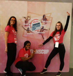 Akua and 2 of her fellow volunteers at the Netball World Cup