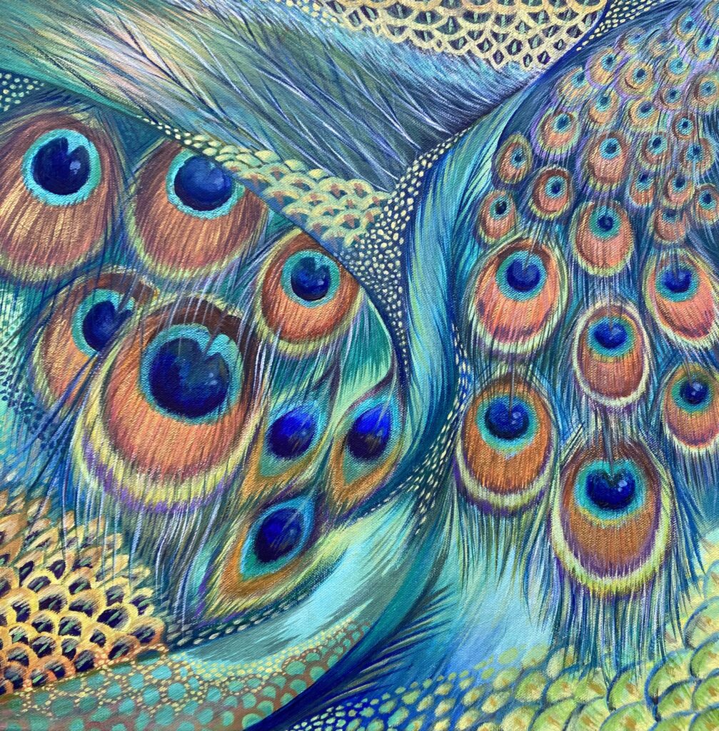 Photo of my Peacock Patterns painting.