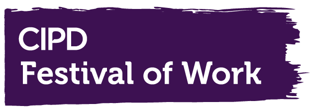 a swipe of purple with CIPD Festival of Work on it in white.